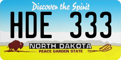 ND license plate HDE333
