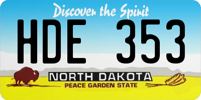 ND license plate HDE353