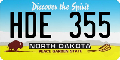 ND license plate HDE355