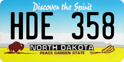 ND license plate HDE358