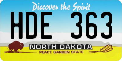 ND license plate HDE363