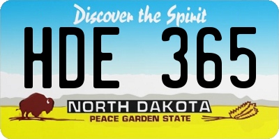 ND license plate HDE365