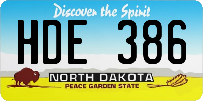 ND license plate HDE386