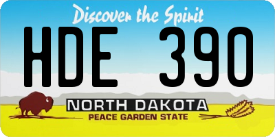 ND license plate HDE390