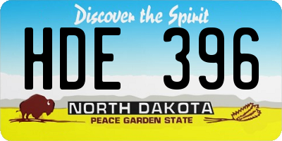 ND license plate HDE396