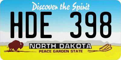 ND license plate HDE398