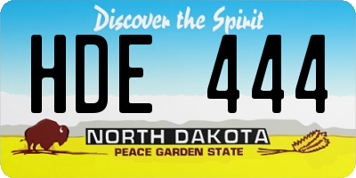 ND license plate HDE444
