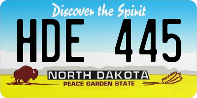 ND license plate HDE445