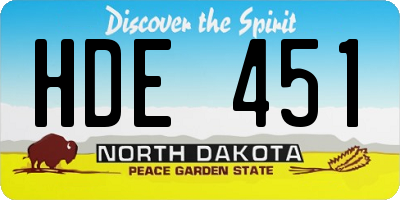ND license plate HDE451