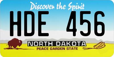ND license plate HDE456