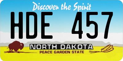 ND license plate HDE457