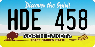 ND license plate HDE458