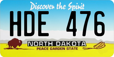 ND license plate HDE476