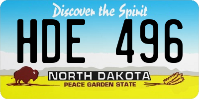 ND license plate HDE496