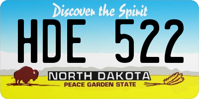 ND license plate HDE522