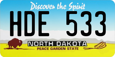ND license plate HDE533