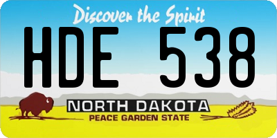 ND license plate HDE538