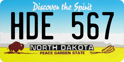 ND license plate HDE567