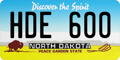 ND license plate HDE600