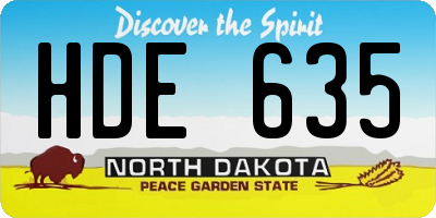 ND license plate HDE635