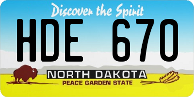 ND license plate HDE670