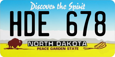ND license plate HDE678