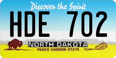 ND license plate HDE702