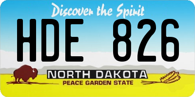ND license plate HDE826