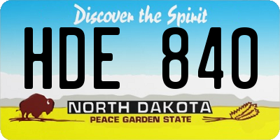 ND license plate HDE840