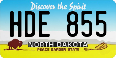 ND license plate HDE855