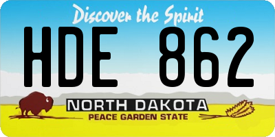 ND license plate HDE862