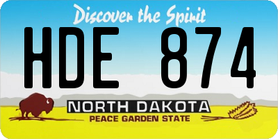ND license plate HDE874