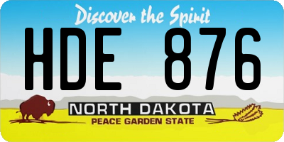 ND license plate HDE876