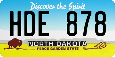 ND license plate HDE878