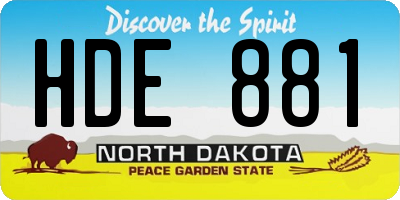 ND license plate HDE881