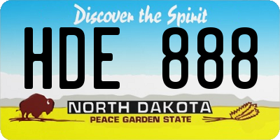 ND license plate HDE888