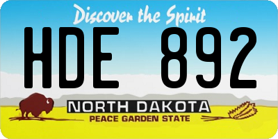 ND license plate HDE892