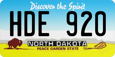 ND license plate HDE920