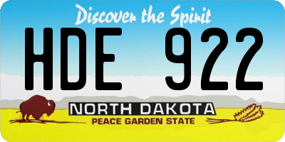 ND license plate HDE922