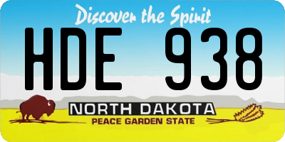 ND license plate HDE938