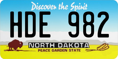 ND license plate HDE982