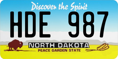 ND license plate HDE987