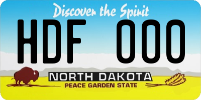 ND license plate HDF000