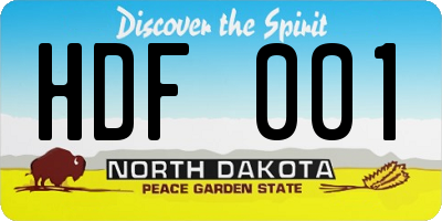 ND license plate HDF001