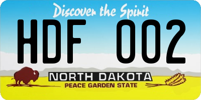 ND license plate HDF002