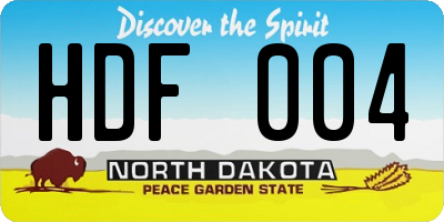 ND license plate HDF004