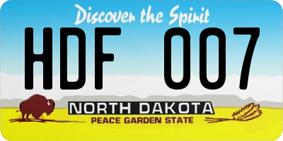 ND license plate HDF007
