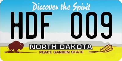 ND license plate HDF009