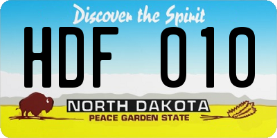 ND license plate HDF010