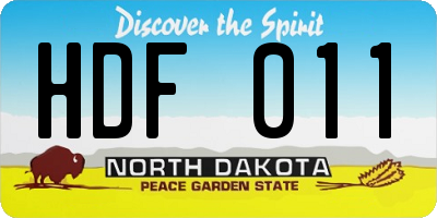 ND license plate HDF011